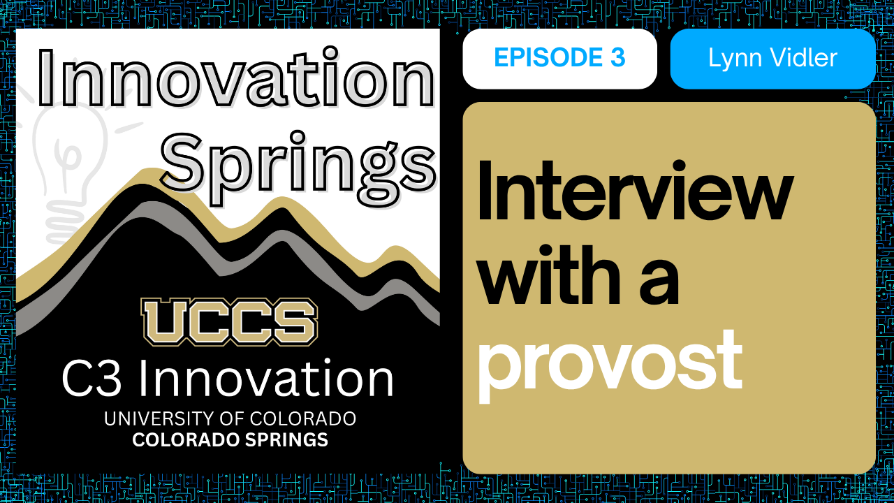 Innovation Springs logo with Interview with a provost in large text