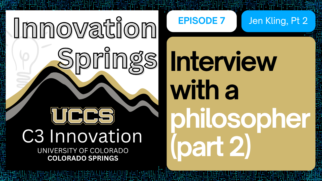 Logo of Innovation Springs with bold text Interview with a philosopher part 2