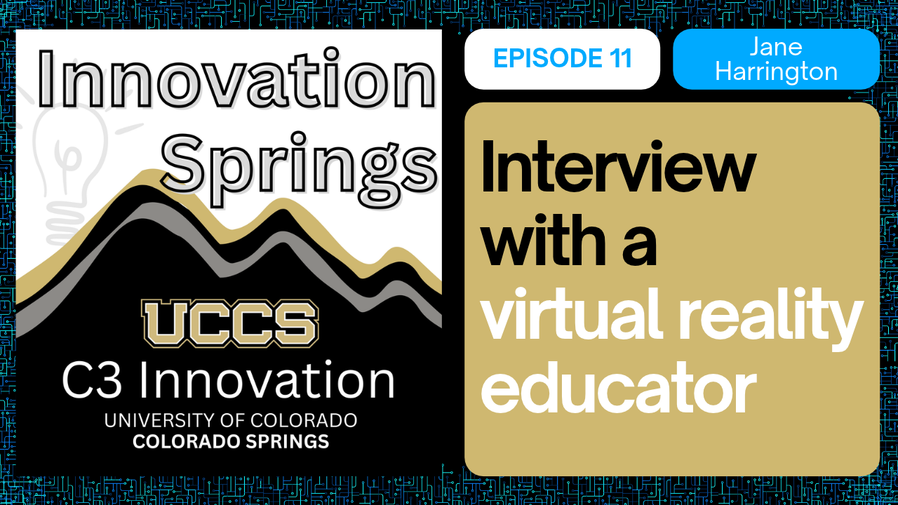 Innovation Springs logo with bold text "Inteview with a virtual reality educator""